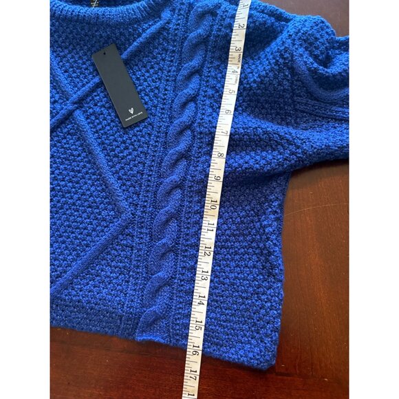 Lulu’s NWT Flirtatious Season Cobalt Blue Cable Knit Cropped Sweater Size Medium - Picture 7 of 7
